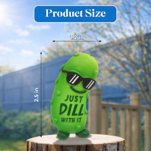 Image of GENANY 3D Resin 2Pcs Pickle Car Air Freshener Vent Clip, Hand Painted Funny Dill Pickle Designs with Sunglasses and Pun Lettering, Cute Automotive Freshener Gift for Pickle Lovers
