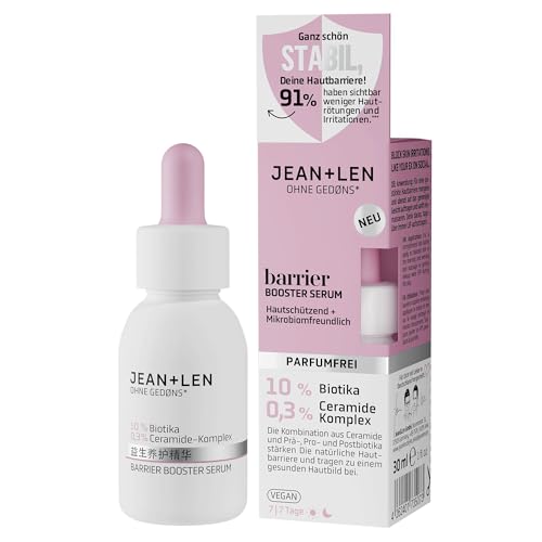 Jean & Len Barrier Booster Serum, ideal für jeden Hauttyp, unterstützt das Mikrobiom der Haut, sichtbar weniger Hautrötungen & Hautirritationen, parfümfreies Gesichtsserum, vegan, 30 ml