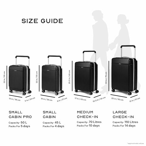 Image of THE ASSEMBLY Polycarbonate Large Check-In Luggage - 28 Inches | Premium Wide Handle Hard Trolley Bag 110 Liters With In-Built Tsa Lock & Noise-Free Spinner Wheels - Rover - Black