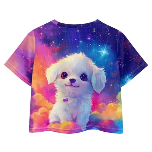 Girls Trendy Crew Neck Tee Shirts Casual Short Sleeve Crop Top Summer Clothes 5-14 Year2