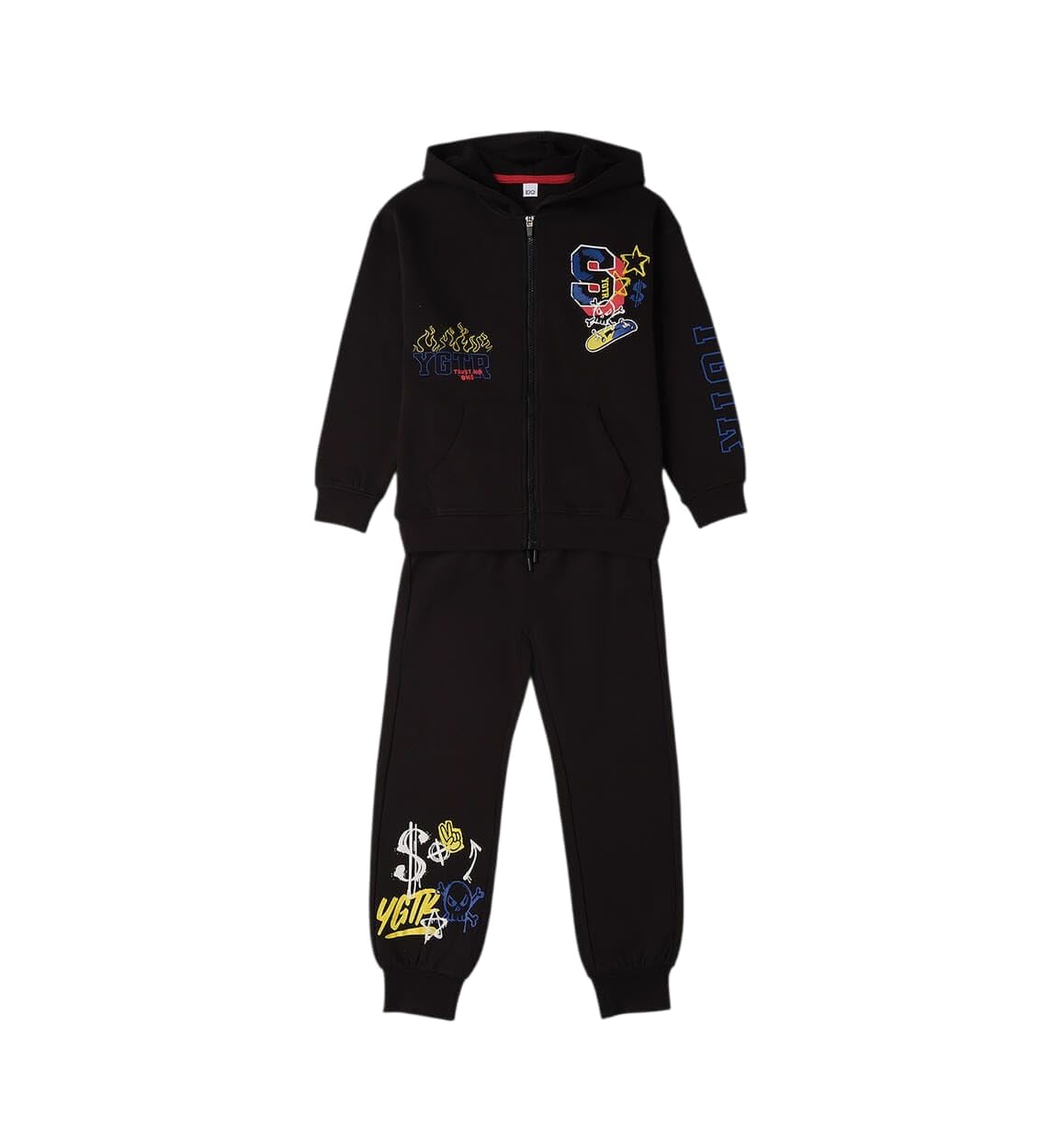 IDO Completo tuta invernale e felpato ragazzo 10 anni - 140 cm color nero felpa con cerniera e cappuccio