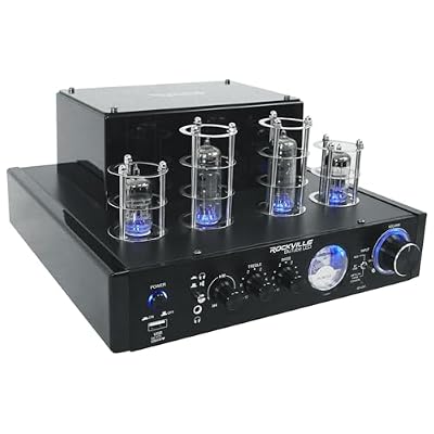 Rockville BluTube LED Tube Amplifier Home Bluetooth Receiver+(2) 6.5 Speakers