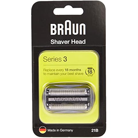 Braun Series 3 Electric Shaver Replacement Head, Easily Attach Your New Shaver Head, Compatible With All Series 3 Electric Shavers, 21B, Black Cover