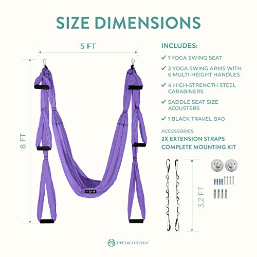 UpCircleSeven Aerial Yoga Swing Set Ceiling Mount Accessories, Purple