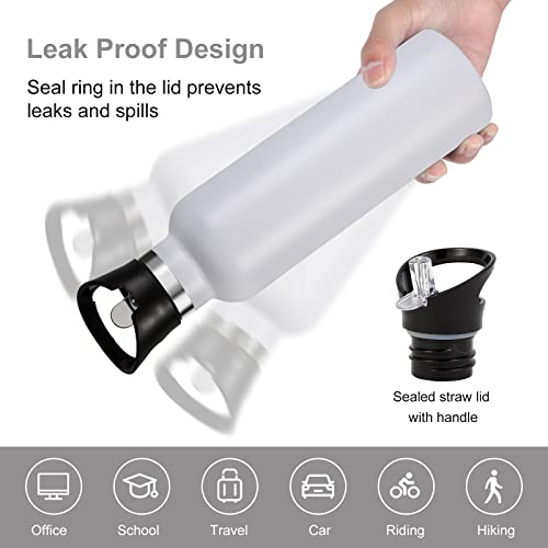 Neihepal 24Oz Insulated Water Bottles Bulk 8 Pack,Stainless Steel Double Wall Sport Bottle With Straw Lid,Metal Cup Reusable Thermoses With Hand Cap For School,Cyclists,Hikers,Gift (White,8 Count) #TOP3