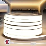 YOODI LED Neon Strip 20M 220V Cuttable Outdoor Waterproof IP65 Flexible 4000K Neutral Light With Fireproof Silicone Rope for Bedroom, Home and Kitchen Decor