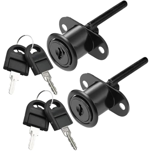 2 Piece Cabinet Plunger Lock Furniture Desk Drawer Plunger Locks Cupboard Cam Lock with Key for Filing Cabinets Wardrobe Display Cabinet Furniture