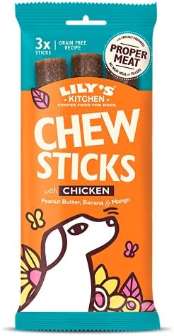 Lily's Kitchen Chew Sticks with Chicken Grain Free Dog Treat, 3 Count (Pack of 10)