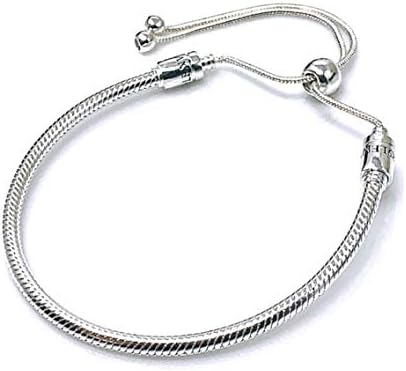 Authentic Bolenvi 925 Sterling Silver Adjustable Size Clip On/Off Bracelet compatible with Pandora Beads Charms