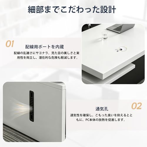 法人様向け 社長デスク 2.5CM厚天板 エグゼクティブデスク 社長テーブル 社長机 L型 役員用デスク 保護板があり 配線孔 オープン収納 サイドキャビネット 法人様向け [並行輸入品] [5]