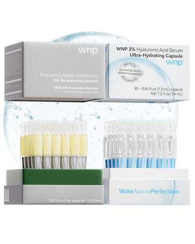 WNP serum set: Ultra Hydrating Serum 3% 4D Hyaluronic Acid +Emergency Repair Firming Oil-Suspension Serum Hydrating+Skin Repair|Single-Use Vials Skincare for Sensitiveskin 72ml
