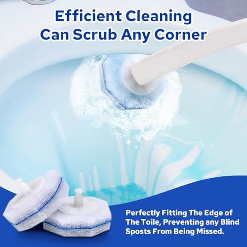 Cecailin 60pcs Disposable Toilet Brush Refills, Toilet Bowl Cleaner Refill Pads, Compatible with Most Toilet Cleaning Wands & Systems, Disposable Scrubber Refill Heads for Deep Bathroom Cleaning by Cecailin - Image 6