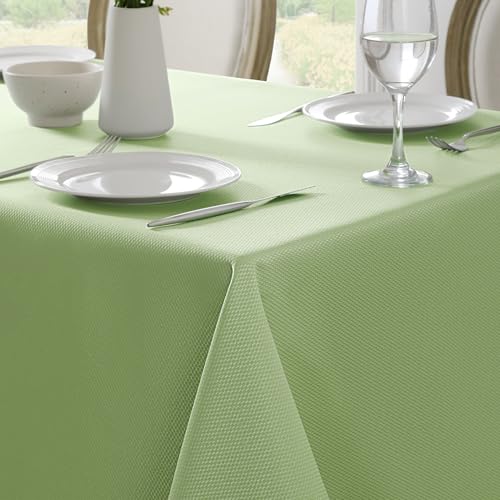Softalker Rectangle Weaved Texture Pattern Spring Tablecloth,Shiny Jacquard Waterproof Wrinkle Free Spill-Proof Washable Table Cloth for Holiday Party Dinner - 60 x 84 Inch,Sage by Softalker - Used condition - US$8.29