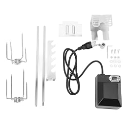 TITA-DONG BBQ Rotisserie Grill Kit with Electric Motor, Waterproof Switch Stable Rotating Motor Strong Load Bearing Stainless Steel Universal Rotisserie Kit for Backyard and Outdoor (4W)
