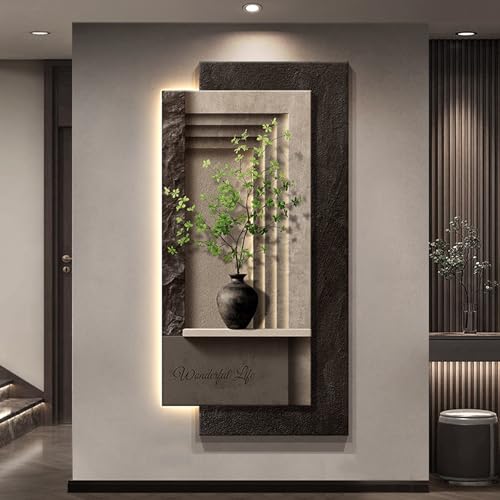 Décoration murale 3D LED géométrie moderne en grès noir 60x120cm