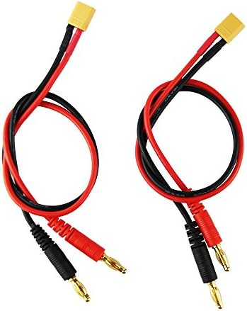 OliYin RC Battery Charge XT30 to 4.0mm Banana Plug 16AWG 30cm 11.8inch Cable Connector for RC Helicopter Quadcopter Lipo Battery(pack of 2)