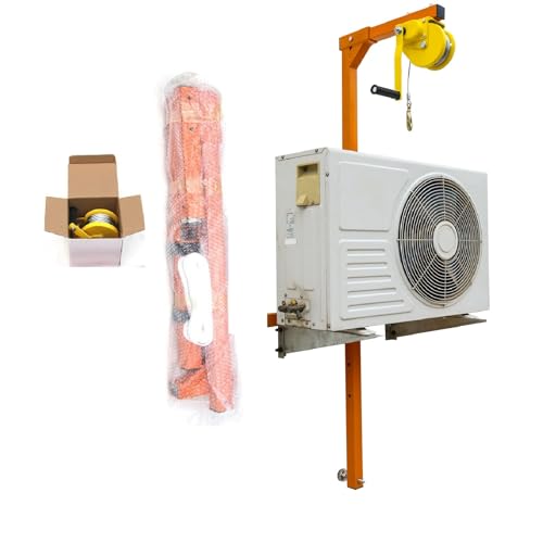 YTOXEO Air Conditioner Lifting Tool, 65 FT Lifting High Stainless Steels Crane Bracket, Hand Winch for Air Conditioner Outside Installation