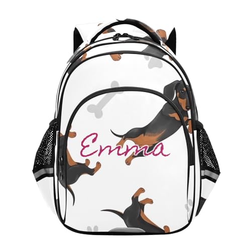 Sac à dos teckel personnalisé école primaire 15 pouces blanc pour garçon fille