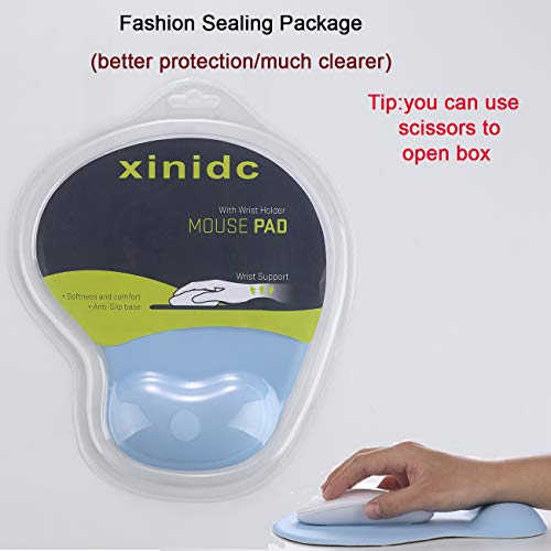 Xinidc Ergonomic Computer Mouse Pad With Wrist Rest Support, Pain Relief Mouse Pad With Non-Slip Pu Base For Home Office Working Studying (Blue) #TOP5