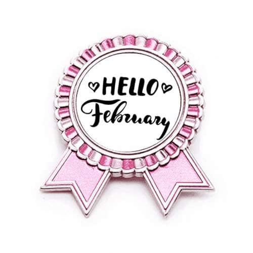 Broche Hello February rose en métal M, le petit cadeau idéal pour amateurs de mode