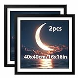 NUFTVI Diamond Painting Picture Frames, Suitable for 16x16 in/40x40 cm Picture Photos Oil Paintings Canvas, Diamond Art Wood Frame With Mat, Wall Art Deco (2 Pack, Black)