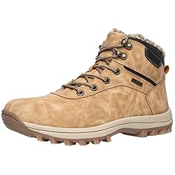 Stivali Uomo Donna Inverno Scarpe da Neve Trekking Caldi Snow Boots Impermeabili Pelliccia Stringate Stivaletti, Khaki Stile 1, 39 EU