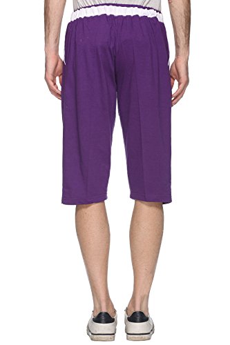 Image of VIMAL JONNEY Purple Cotton Blended Capri for Men-C8-PURPLE01-M