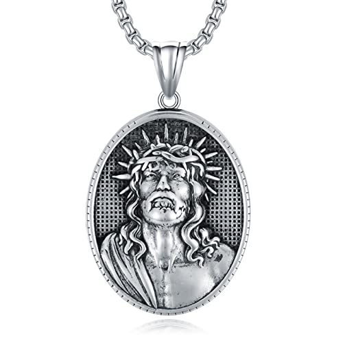 Swordgod Jesus Necklace for Men Women Crown of Thorns Jesus