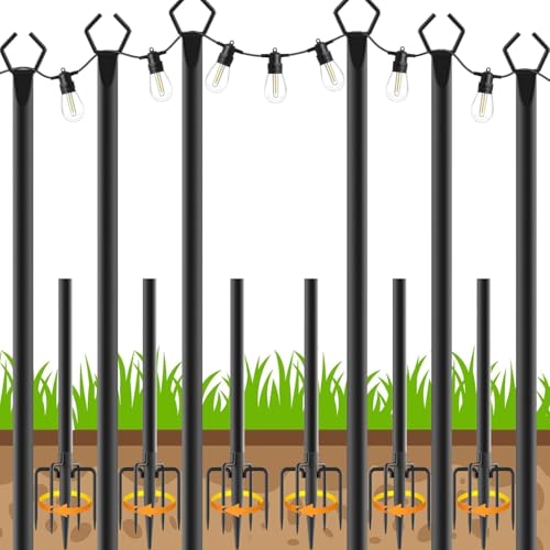 6 Pack String Light Poles, Outdoor String Light Pole 10...