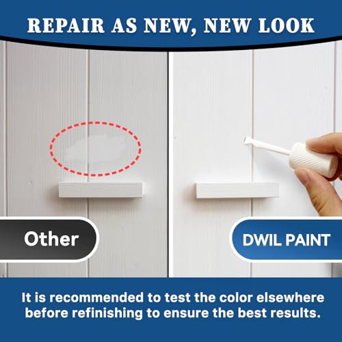 Image of DWIL White Touch Up Paint - Multi Surface Touch Up Paint Pen, Scratch Repair for Wall, Door, Cabinets, Metal, Appliance, Wood, Furniture, 1.5 Fl Oz (Semi Gloss, White)