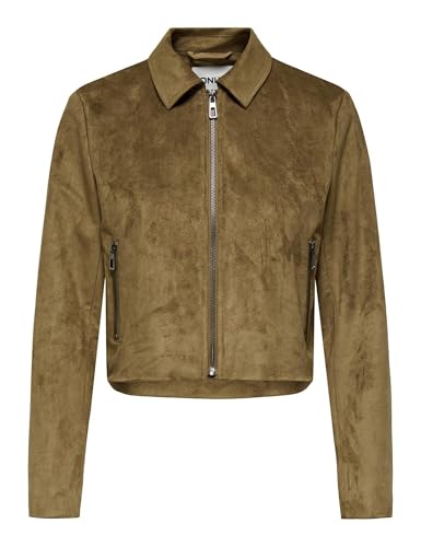 Veste zippée en daim synthétique femme ONLY Onltulip Otw blouson suédine léger court