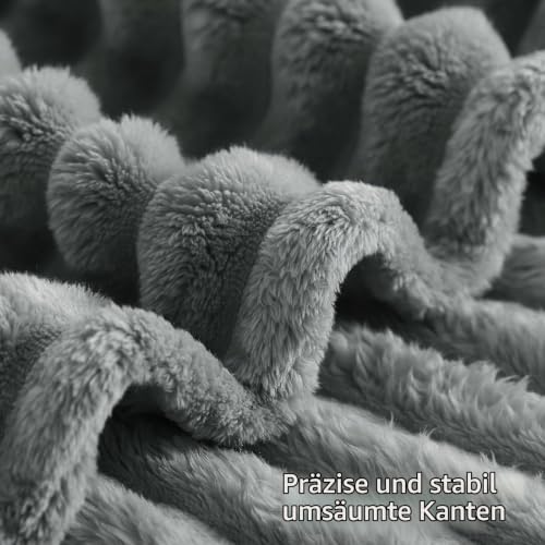 RUIKASI Kuscheldecke Flauschig Decke Hellgrau - 130x150cm Fleecedecke Sofadecke Couchdecke für Wohnzimmer Deko Tagesdecke Blanket… – Ansicht 4
