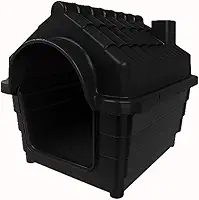 Casinha Plástica para Cães N7 – Casa Pet em Polipropileno Resistente com Ventilação e Proteção Contra Chuva (BLACK)