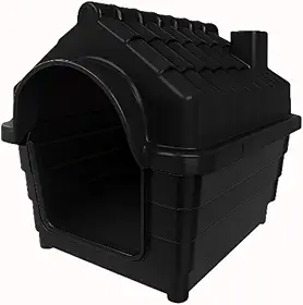 Casinha Plástica para Cães N7 – Casa Pet em Polipropileno Resistente com Ventilação e Proteção Contra Chuva (BLACK)