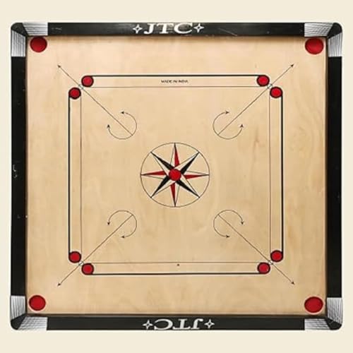 Image of JTC Carrom Board 32 Inch Full Size Matte Finish for Kids Men Women Adults Serious Professional Made of Assam Plywood Carrom Board Best Smooth (32 X 32 INCH)