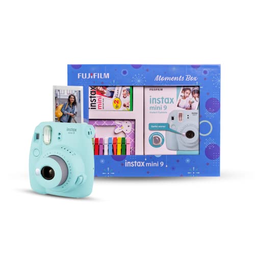 Fujifilm Instax Mini 9 Instant Camera (Ice Blue) Moments Box with 20 Shots