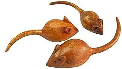 treehouse Set of 3 Hand Carved Wooden Mice