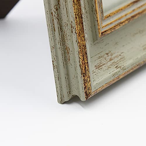 Sapowerntus Vintage 5X7 Picture Frame Gold Line Sage Green Distressed Photo Frames Set Antique Real Glass Wall Hanging Tabletop Display Home Decor Retro Shabby Chic Unique Gift #TOP3