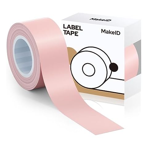 MakeID Label Maker Tape - Self-Adhesive Sticker Label Tape Refill Compatible with MakeID L1 Q1 Label Machine - Waterproof 6-Layer Laminated Film, Split-Back Design, 0.63"x13' (16mm x 4m) Cover