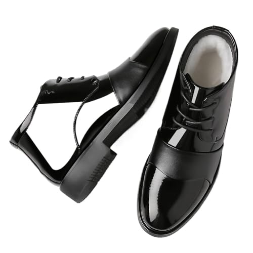 Men's Wide Width Winter Boots Slip-Resistant Thermal High Top Work Shoes for Business Commute Fleece Lined Leather Boots