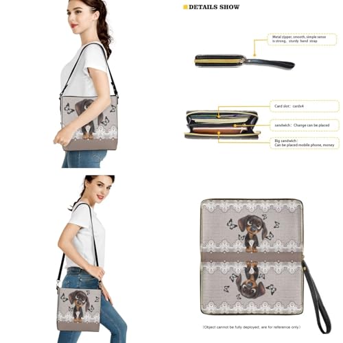 Image of Bucket Crossbody Bag Set for Women Lady, Leather Purse and Wallet Set Large Bucket Bag with Wallet