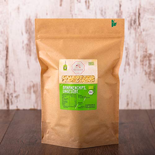 süssundclever.de® | Bio Bananenchips | ungesüßt | 700 g | mit Kokosöl | hochwertiges Naturprodukt | plastikfrei und ökologisch-nachhaltig abgepackt