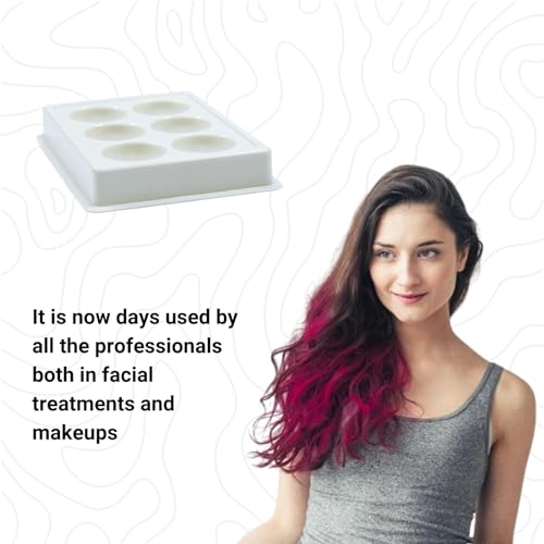 Image of 6 Cup Facial Tray for Facial Mask, Professional Washable Stain Proof Heavy Plastic Plate, Facial Makeup Cosmetic Tool, White (Pack of 1)