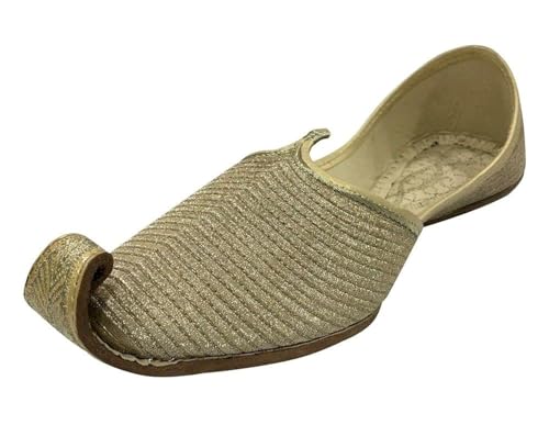 Men's Punajbi Jutti Wedding Khussa Mojati Soft Leather Handmade Shoes Traditional Style Sherwani Jooti Gold