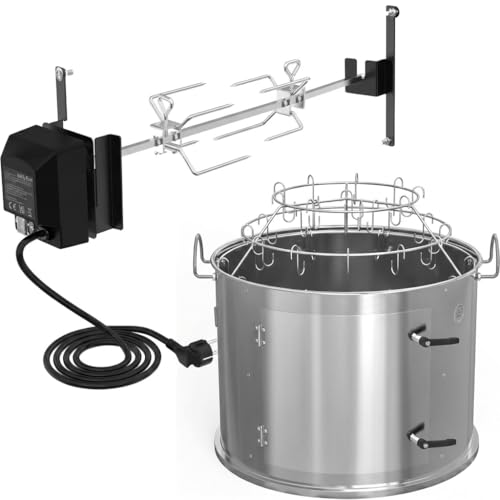 onlyfire Edelstahl Grillspieß Set und Edelstahl Räucherkammer Mittelkochsystem für Weber 57cm Kugel-Holzkohlegrill