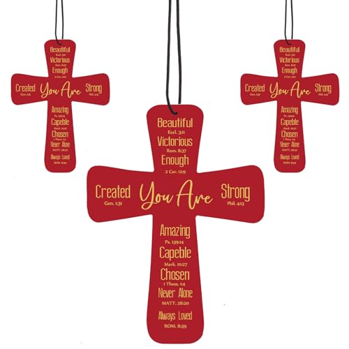 Image of Fumete 24 Pcs Christian Gifts for Women Cross Car Air Fresheners Bulk You Are Air Freshener Religious Fresh Scented Hanging Ornaments Gifts for Women Baptism Church Sunday School