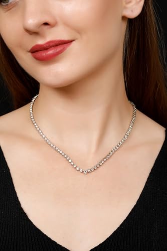 14 CT D VVS1 Lab Grown Diamond Tennis Necklace – Graduated Riviera Design, 14K White Gold, 16 Inch Bold Luxury Statement Jewelry - Image 9