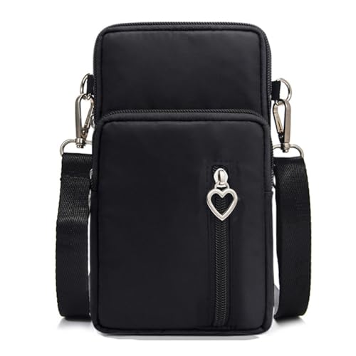 Bolsas transversais pequenas para mulheres, mini bolsas de celular carteiras de pulso bolsa de ombro bolsa de braço, Preto, Small