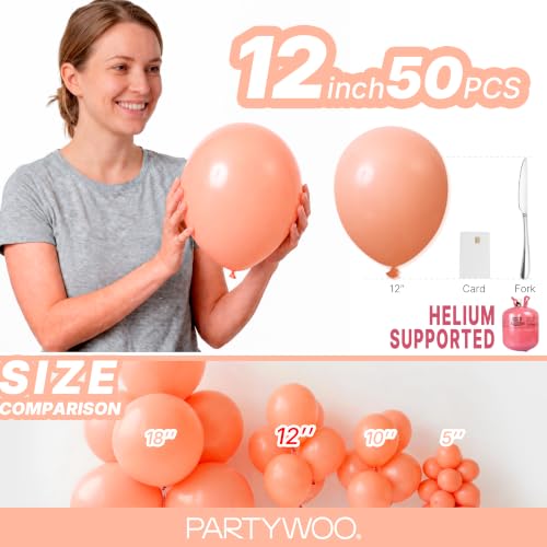 PartyWoo Peach Balloons 50pcs Light Orange Latex Helium Balloons 12 Inch by PartyWoo - Used condition - Image 6