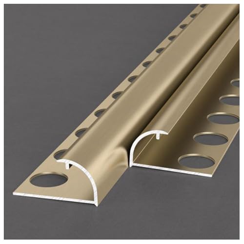 XYUERU Tile Trim Strips,Aluminum Alloy Tile Rail,Flooring Transition Strips,Long 250cm Joint Profile for Laminate with A Border Height of 10.5-12.5mm(Gold,10mm)